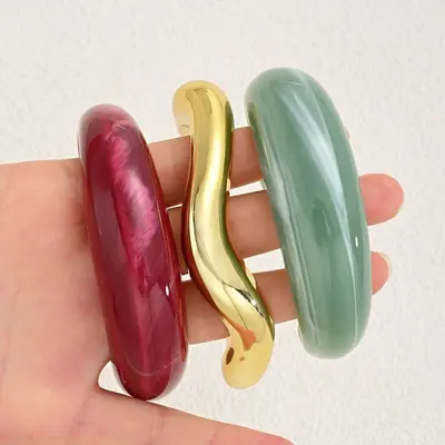 Colorful Geometric Resin Bracelet Set for Women - 8