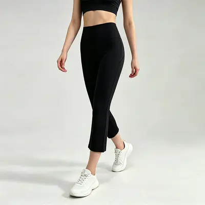 Nylon 66 Micro Flare Yoga Pants for Women, Petite High-Waist - 7