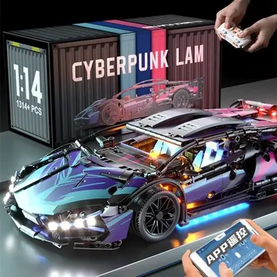 Siberpunk Yapı Taşı 911 Lamborghini Gini Spor Araba Modeli - 3