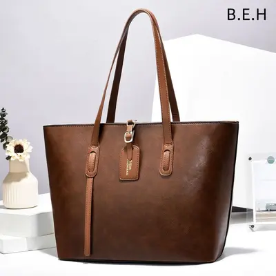 Kraft Paper Texture Tote Bag, Premium Women's Handbag