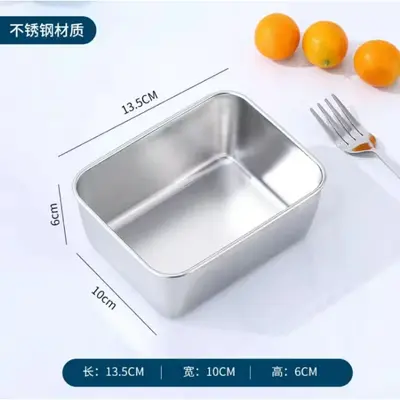 Edelstahl-Gemüsekiste Kühlschrank Gemüsebox Topf-Garnitur-Box rechteckige offene Kochbehälter Picknick-Box mit Deckel - 7