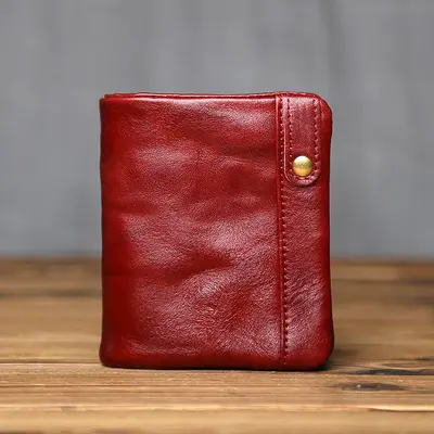 Genuine Leather Short Wallet, Top-Grain Cowhide, Vegetable-Tanned - 7