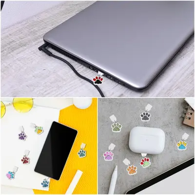 16 Kombinli USB-C Toz Koruyucusu Kawaii Dust Plug Charm, Emaye Kedi Pençesi Yeni Model