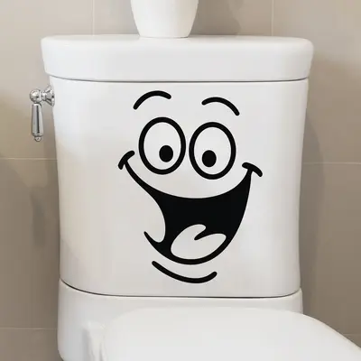 Smiley Face Toilet Sticker, Waterproof, Removable