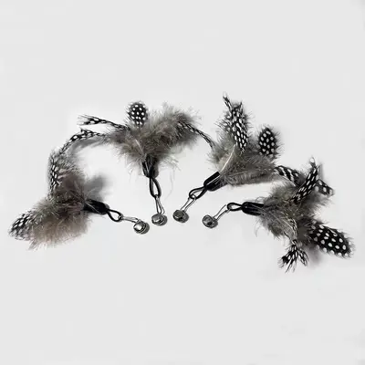 Cat Teaser Wand Toy with Replacement Feather Head and Bell - 4