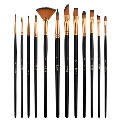 12 Parça Nylon Fırça Seti Yağlı Boya Akrilik - 6