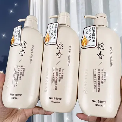 OKANEN Amino Asitli Japon Geç Kiraz Çiçeği Şampuanı, Duş Jeli ve Saç Kremi