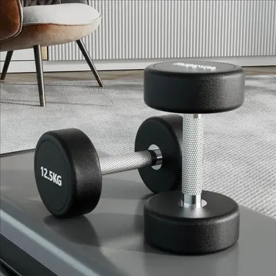 Rubber-coated steel dumbbell set for home training - 11