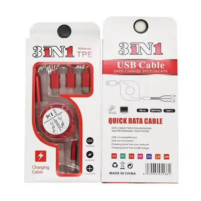 Bir Üç Retraktif Metal Veri Kablosu Telefon Çok Başlı Şarj Logo Hediye Araç Yaratıcı Üç-in-One Şarj Kablosu