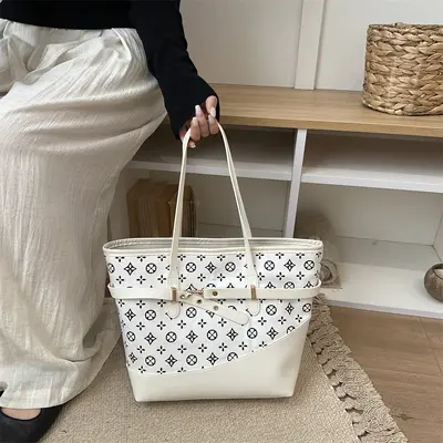 Printed Korean-Style Large Capacity Tote Bag for Women, Commuting and Student Use - 7