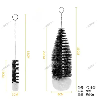 Soda Bottle Brush, Non-Scratch Glass Cleaning Brush with Wooden Handle - 9
