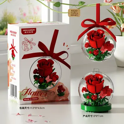 Mini Yapı Taşı Çiçek Standı Seti, Sokak Manzarası Minyatür Süs Eşyası - 7
