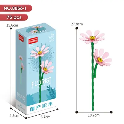 Building block flower educational puzzle children assembly toy bouquet decoration model girl puzzle rose gift - 7