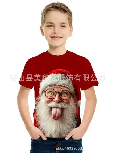 Kinder-T-Shirt mit Weihnachtsmotiv, Kurzarm - 11