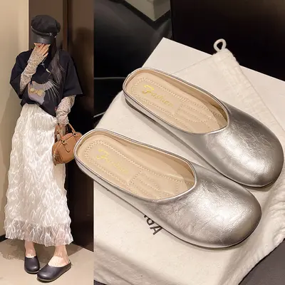 Plus Size Closed-Toe Mule Slippers for Women, Flat Sole - 2