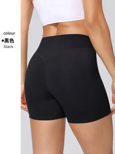 Çıplak his yüksek bel yoga üç çeyrek şort, yüksek elastikiyetli, kalça kaldıran - 8