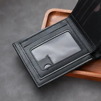 Men's Slim Short Wallet, PU Leather, Modern Business Style - 4