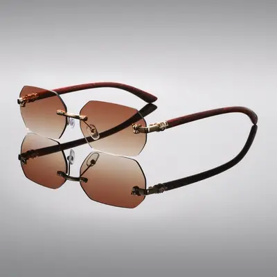 Rahmenlose Herren-Sonnenbrille, eckig, UV400-Schutz - 1