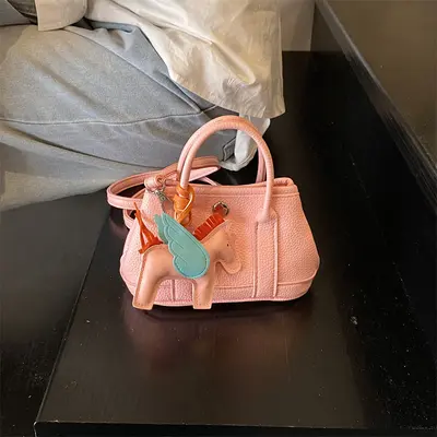 Women's Solid Color Handbag with Crossbody Strap and Phone Cosmetic Bag - 4