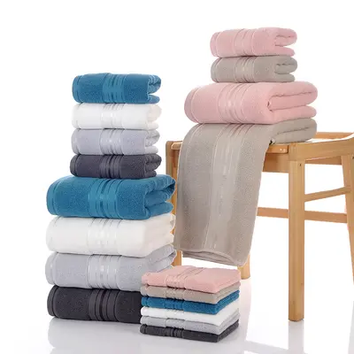 Cotton towel set 3-piece pure cotton bath and hand towels