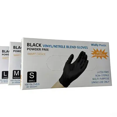 Disposable Nitrile PVC Mixed Gloves Cross-Border English Version Powder-Free Black Beauty Hairdressing Tattoo Protective Gloves