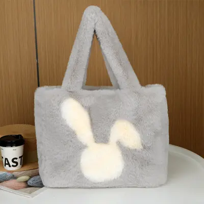 Damen-Plüschtasche mit Hasenohren, große Kapazität, Schultertasche