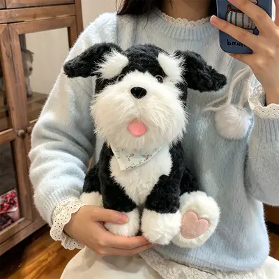 Önlüklü Schnauzer Peluş Köpek Bebek, Uyku Kucak Yastığı