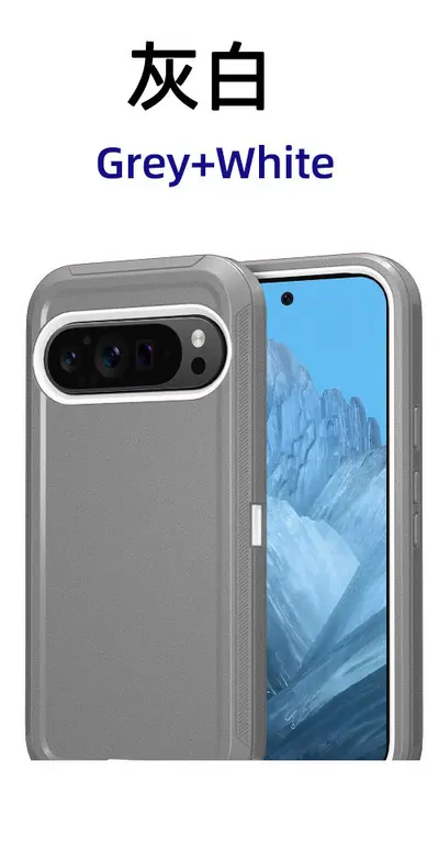 Google Pixel 10 Pro XL Uyumlu Üçlü Koruma Düz Renk Telefon Kılıfı - 9