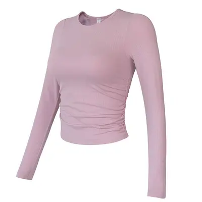 Tek Parça Göğüs Pedli Kadın Spor Üstü, Slim Fit Uzun Kollu Yoga Tişörtü