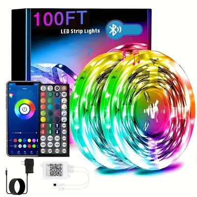 24V LED Streiflicht 5m-30m Farbwechsel flexibles LED Licht mit Musikfernbedienung und App Raumleuchtung