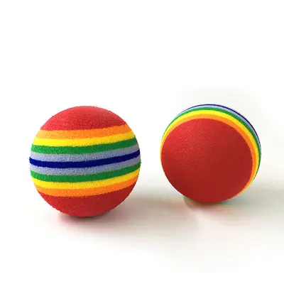 Pet Super Q Striped Rainbow Ball Foam Ball Dog Toy Cat Rainbow Ball Pet Supplies In Stock Wholesale