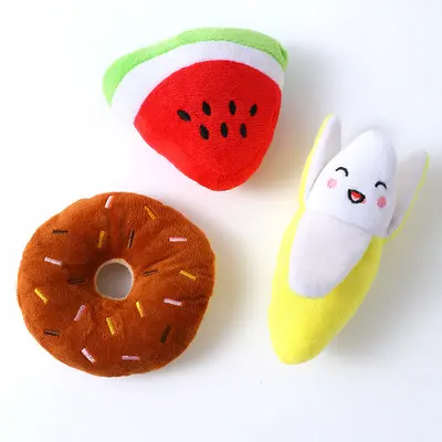 Peluş sesli köpek oyuncağı seti, tavuk budu, donut ve kemik şekilli - 5