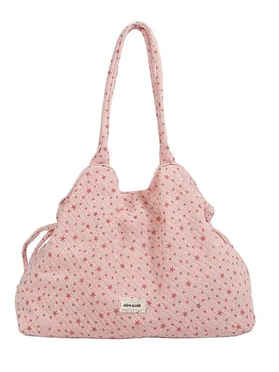 Large Pink Star Canvas Tote Bag - 6