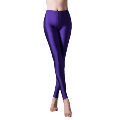 Kadın parlak süt ipek yoga taytı, slim fit, dokuz noktalı boy, büyük beden - 8