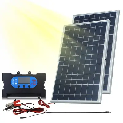 10W 12V 18V Güneş Paneli Seti, Çift Panel, Kontrolörlü, Acil Durum - 8