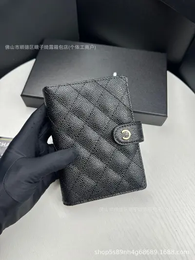 24新款香护照钱夹二合一便携头层牛皮羊皮鱼子酱菱格高端大容量