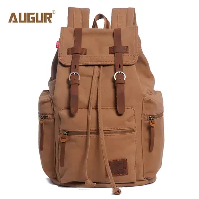 AUGUR Alge Canvas Retro Men's Backpack with Computer Compartment, Student Bag - 12