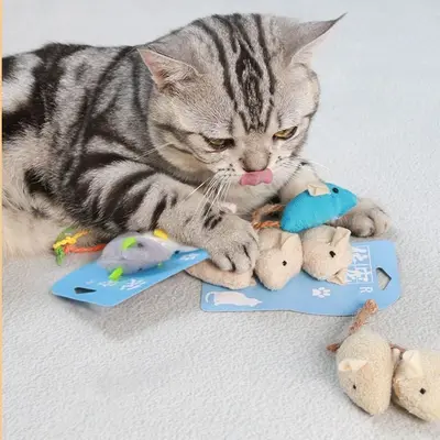 厂家直销猫咪玩具仿真毛绒老鼠猫玩具套装解闷自嗨内含猫薄荷逗猫