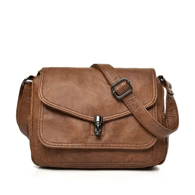 Elegante Retro-Damenumhängetasche aus weichem Leder - 12
