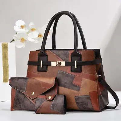 Three-Piece Women's Bag Set: Handbag, Shoulder and Crossbody Bag - 4
