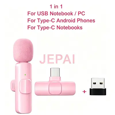 K1 wireless lavalier microphone, pink, noise reduction and reverb - 10