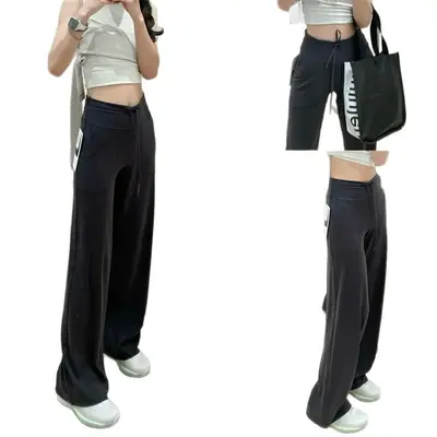 LULU Throwback Still kadın yüksek bel düz paça yoga pantolonu, büzgülü, kalça kaldırıcı - 6