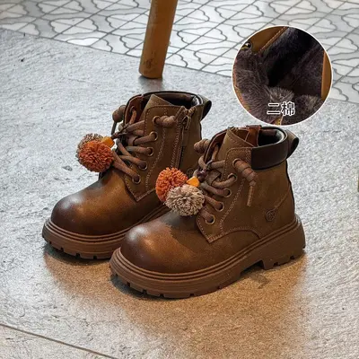 Çocuk sarı retro bot, püskül süslemeli, eskitme görünümlü martin bot - 9