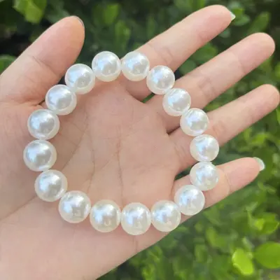Kadın yapay inci bilezik günlük 4MM-14MM elastik halat bilezik basit Kore versiyonu simüle inci takı - 12