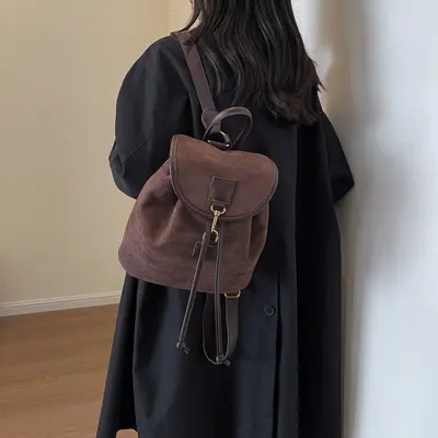 Retro Women's Bucket Backpack for Casual and Travel Use - 8