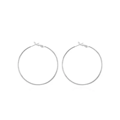 Metal double layer circle hoop earrings, women's - 5