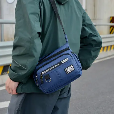 Men's Large Capacity Sporty Messenger Bag, Letter Print Crossbody
