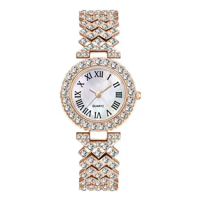 Women's quartz watch with rhinestone detail and Roman numerals - 5