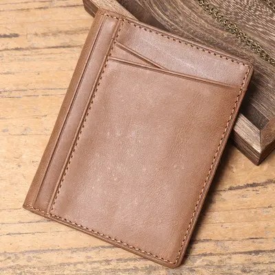 Retro iş tarzı erkek hakiki deri kısa cüzdan, yatay ehliyet bölmeli - 12