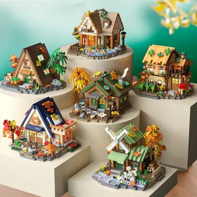 DIY Wooden Forest Log Cabin Building Block Set for Children - 1